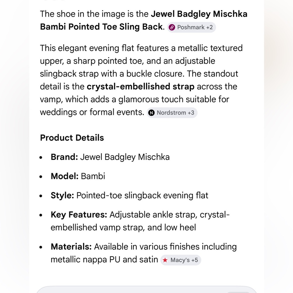 NWT Jewel Badgley Mischka Bambi Pointed Toe Sling Back flats in Rose-gold Sz 9.5 - Picture 10 of 11